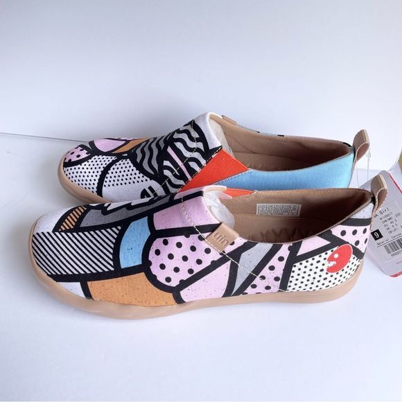 NWT UIN Slip On Shoes Canvas Comfortable Loafers Greek Girl - Picture 3 of 7